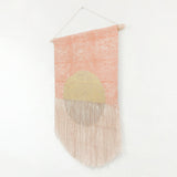 Terra Cotta Flame with Taupe Circle and Gold Wall Hanging