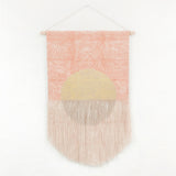 Terra Cotta Flame with Taupe Circle and Gold Wall Hanging