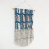 Medium Thick and Thin with Circle Wall Hanging in Blue and Taupe