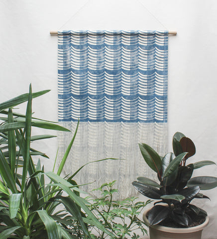 Thick and Thin Wave Wall Hanging in Blue