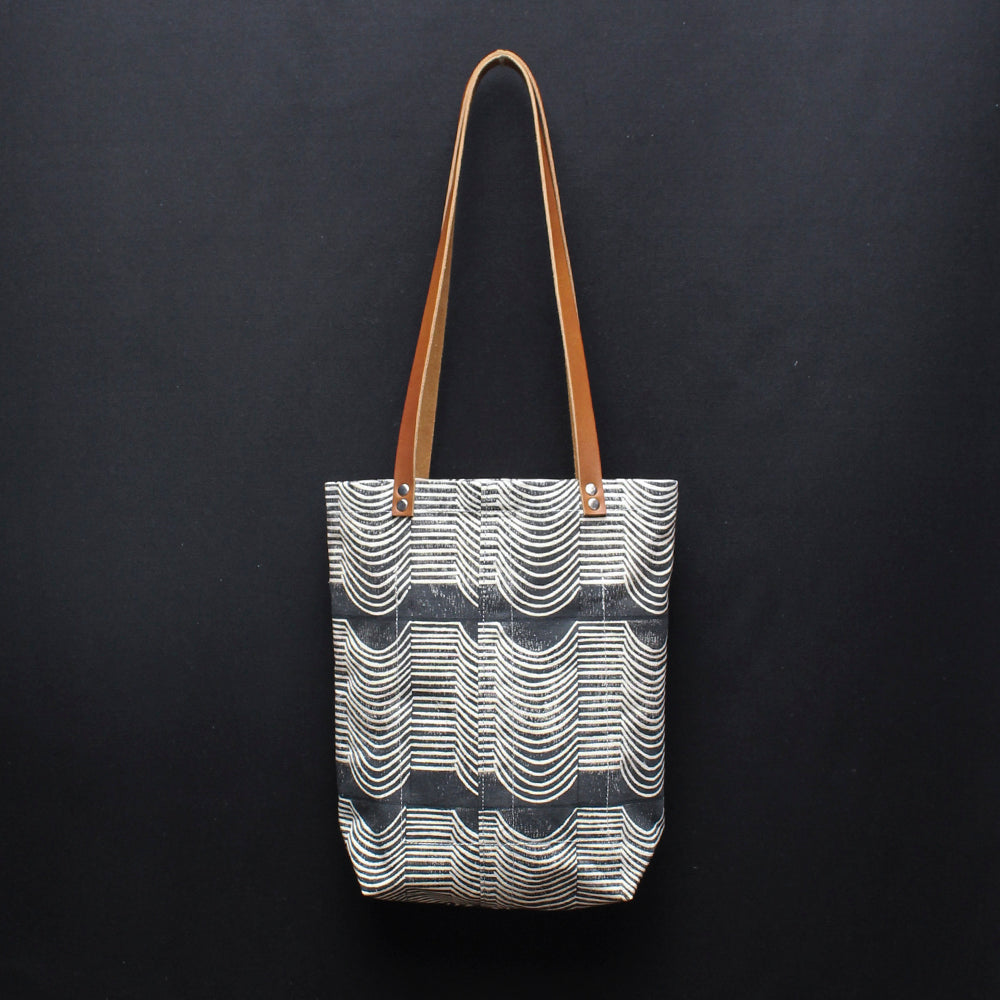 Wave Block Print Small Tote Bag – Julia Canright
