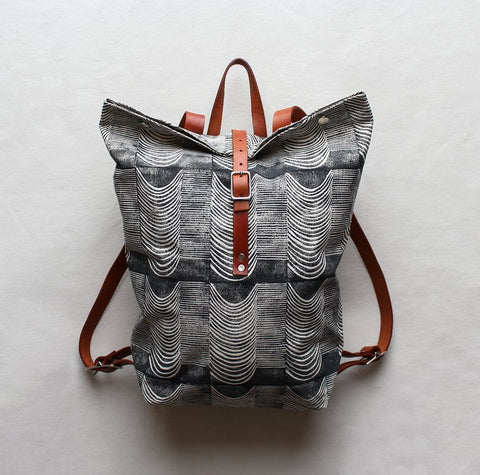 Wave Block Print Large Backpack