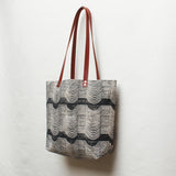 Wave Block Print Tote Bag
