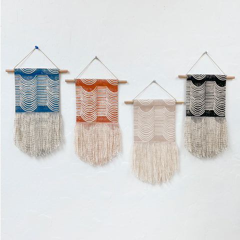 Small Wave Wall Hanging in Blue, Black, Taupe, or Burnt Orange