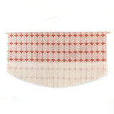 Large Block Print Scallop Fringe Wall Hanging in Burnt Orange