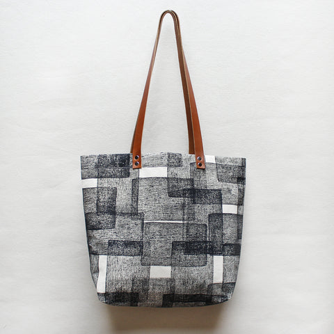 Layered Rec Block Print Tote Bag